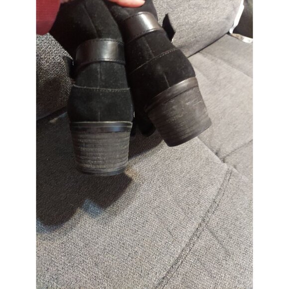 Bjorndal Karla Black Suede Leather Ankle Boots Anti-slip Zip Woman's Size 8.5 - Picture 5 of 11